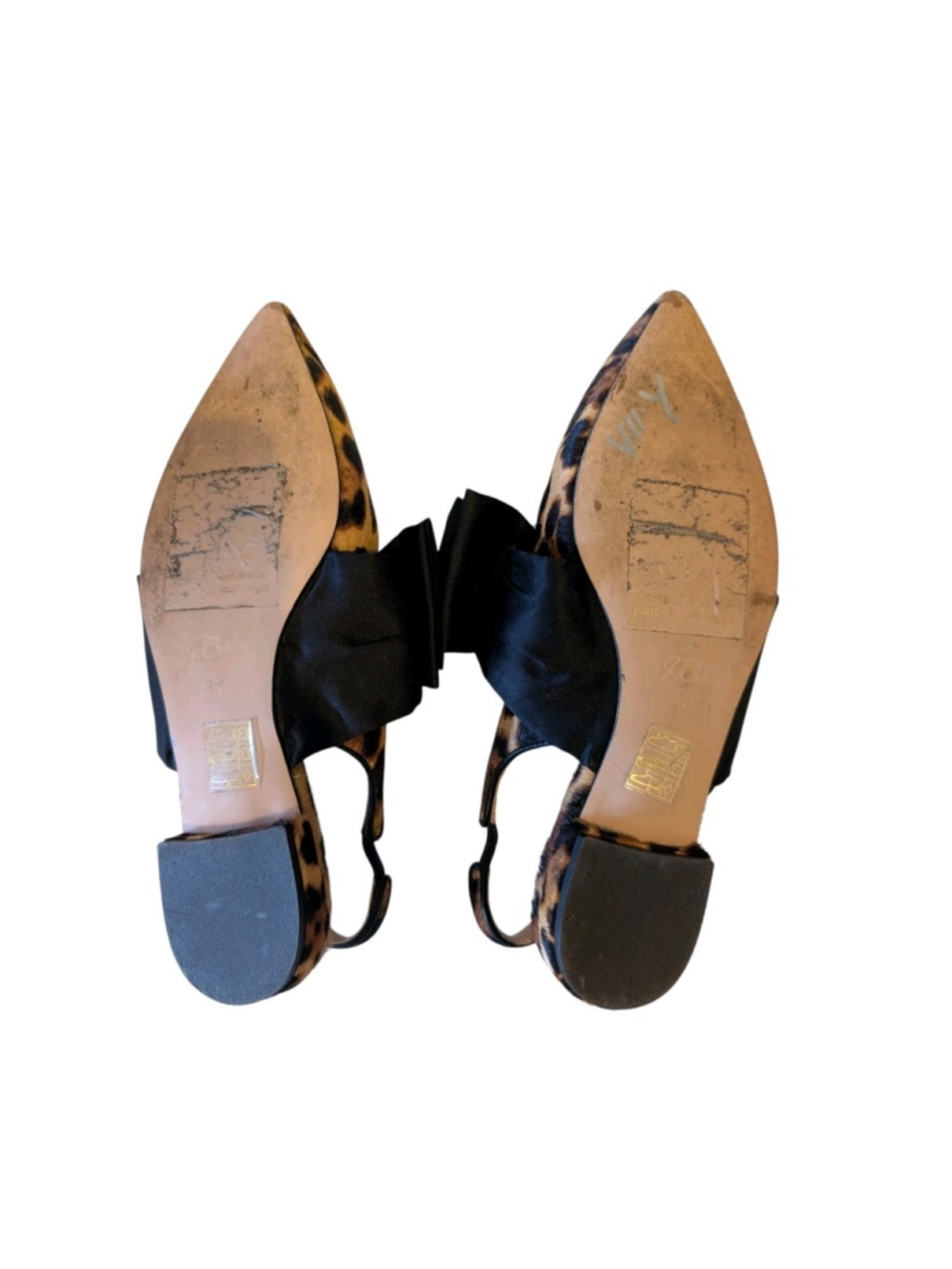 J Crew Calf Hair Pointed Toe Sling Back Bow Flats Size 6 - Picture 3 of 7